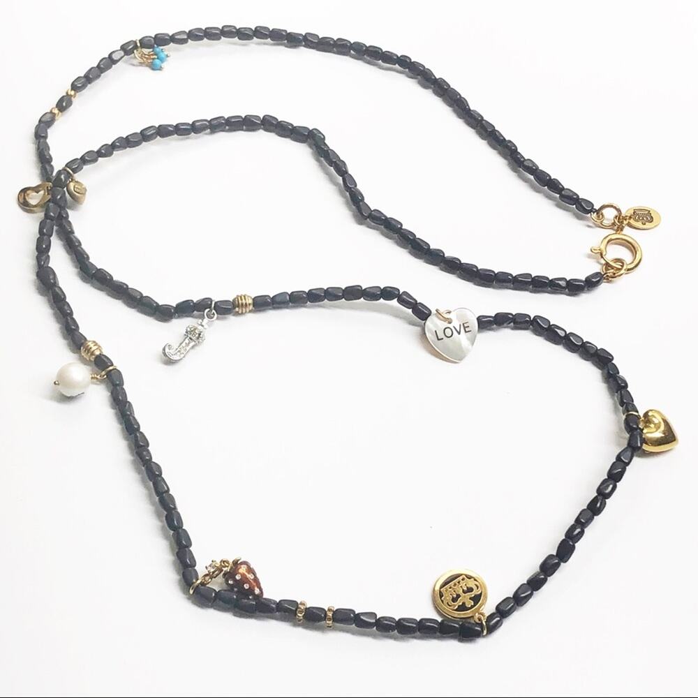 Juicy Couture Vintage Black Beaded Charm Necklace